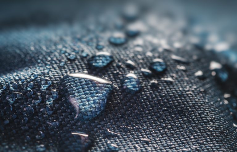 Many water drops on waterproof impregnated textile